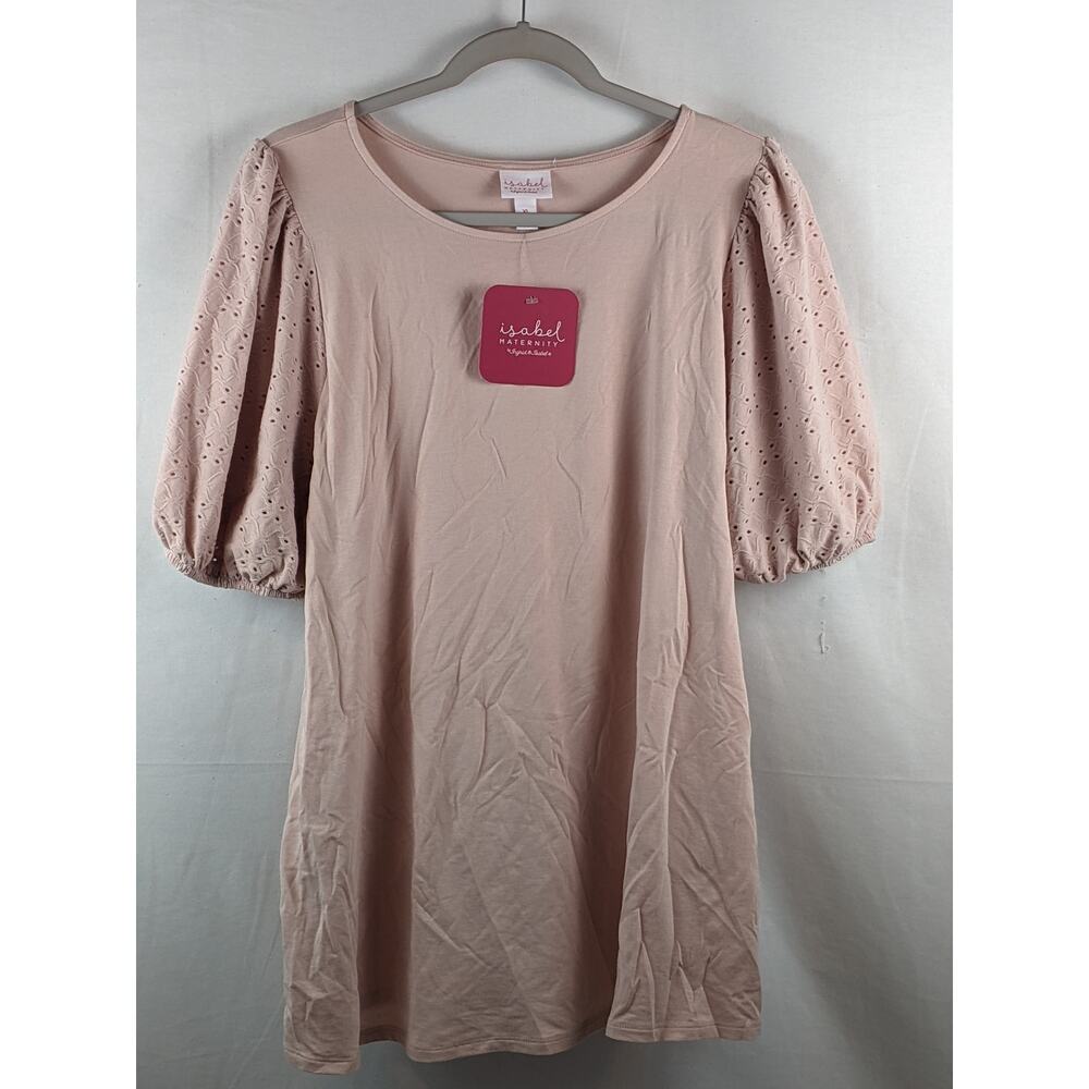 Eyelet Short Sleeve‎ Knit Maternity Blouse Blush Pink Ingrid & Isabel XS Relaxed